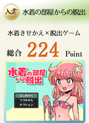 【入賞】水着の部屋からの脱出(水着を脱がないと脱出できない!?着せ替え×脱出!)総合224Point
