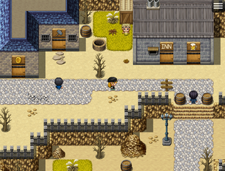 異世界転生したらファンタジー世界だった件のゲーム画面「街は1マップのみです。」